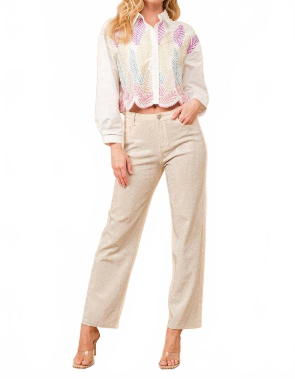 NEW BLUE B stella rhinestone jeans in ivory